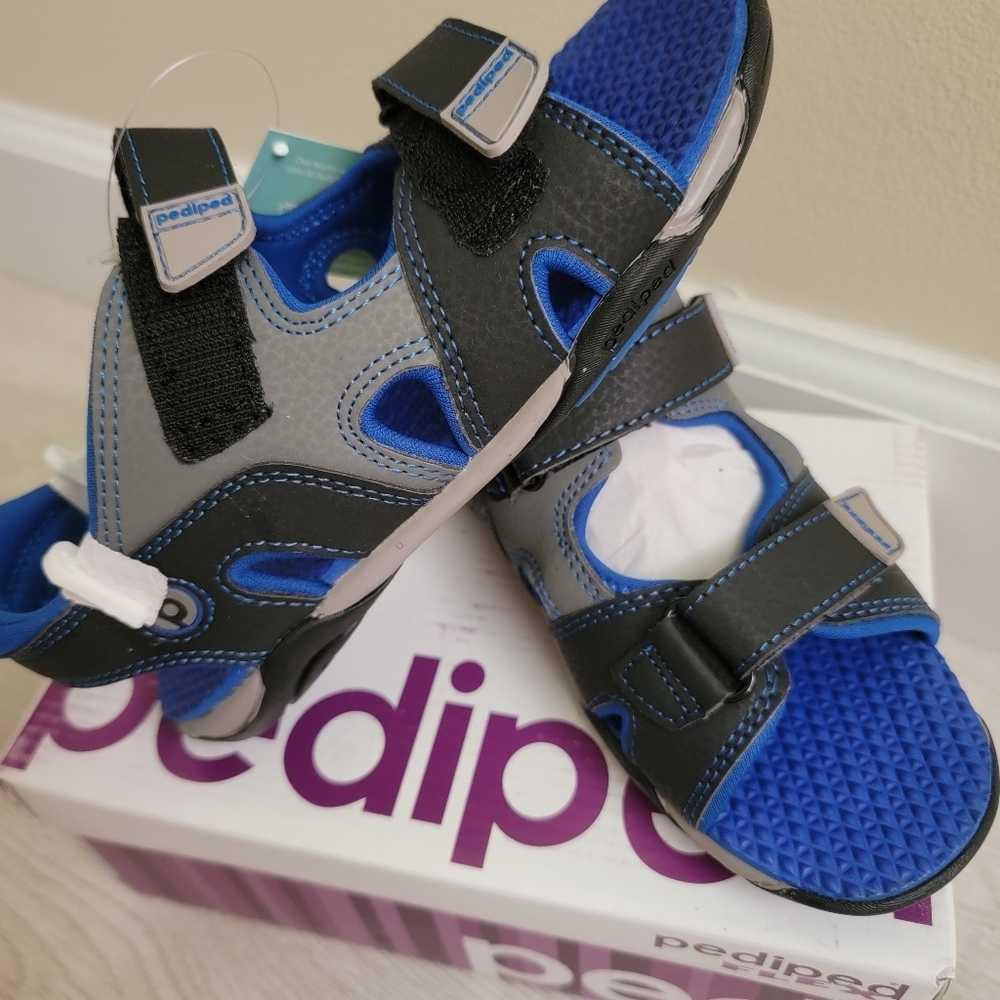 Pediped Navigator Flex Black King Blue Sandals Size 13-13.5 US /31 EU New In Box